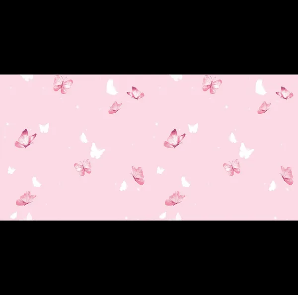 Delicate_Watercolor_Fluttering_Butterflies_Pastel_Pink_Bling_Wing_Kids_Nursery_Premium_Wallpaper