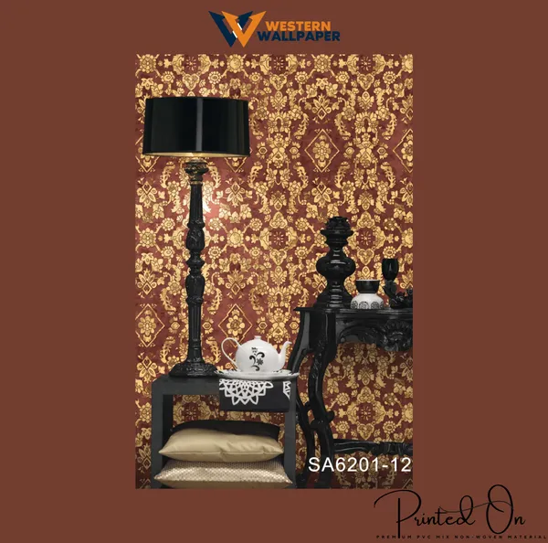 Regal_Damask_Wallpaper_In_Antique_Gold_&_Crimson
