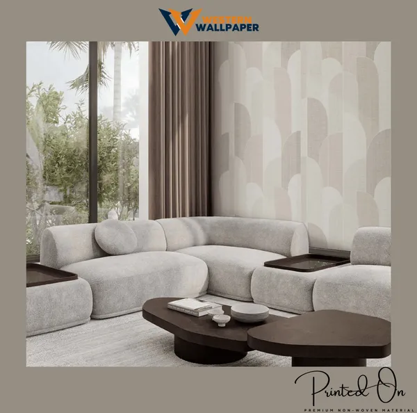 Fan_Pattern_Geometric_Wallpaper_In_Warm_Beige_Tones_For_A_Soft,_Elegant,_And_Modern_Living_Space_Wallpaper