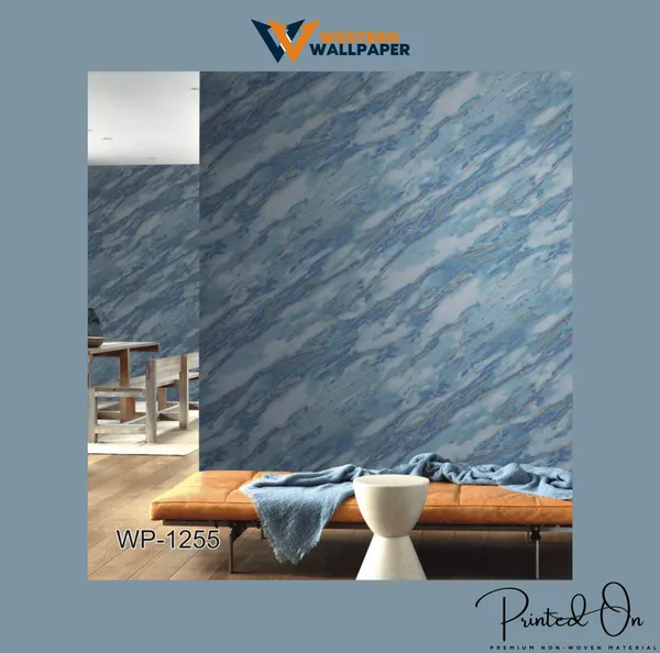 Pale_Blue_Marble_Pattern_Wallpaper_With_Gold_Accents_For_A_Modern,_Artistic,_And_Luxurious_Living_Space_Wallpaper