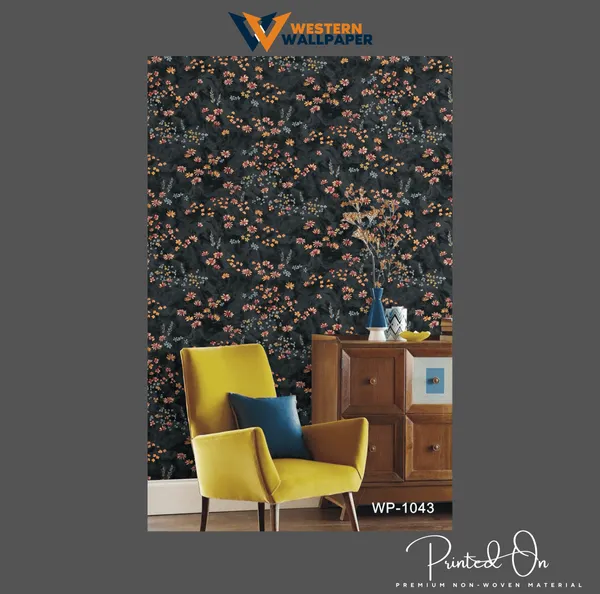 Dark_And_Moody_Small-Scale_Floral_Wallpaper_In_Yellow_And_Red_On_A_Black_Ground_For_A_Dramatic_Accent_Wallpaper.
