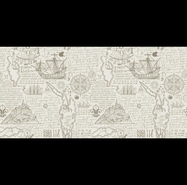 Vintage_Nautical_Sketch_Sailing_Ships_and_Compass_Antique_Beige_Parchment_Load_Venture_Kids_Teens_Premium_Wallpaper