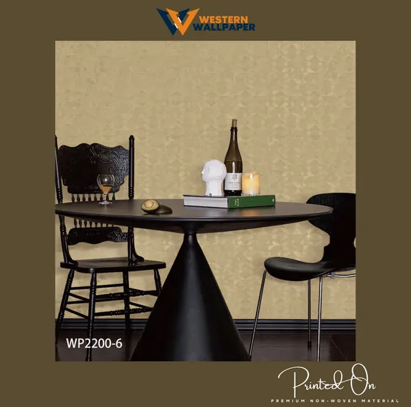 Geometric_Texture_Wallpaper_In_Muted_Gold_And_Beige_For_A_Modern_And_Subtly_Stylish_Dining_Nook_Wallpaper.