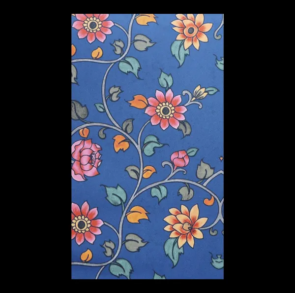 Traditional_Floral_Arabesque_Wallpaper_In_Royal_Blue_And_Pink_For_A_Refined_Cultural_Statement_Wall