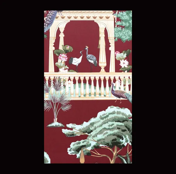 Ornate_Rajasthani_Mural_Wallpaper_In_Deep_Burgundy_And_Forest_Green_For_A_Traditional_Heritage_Bedroom