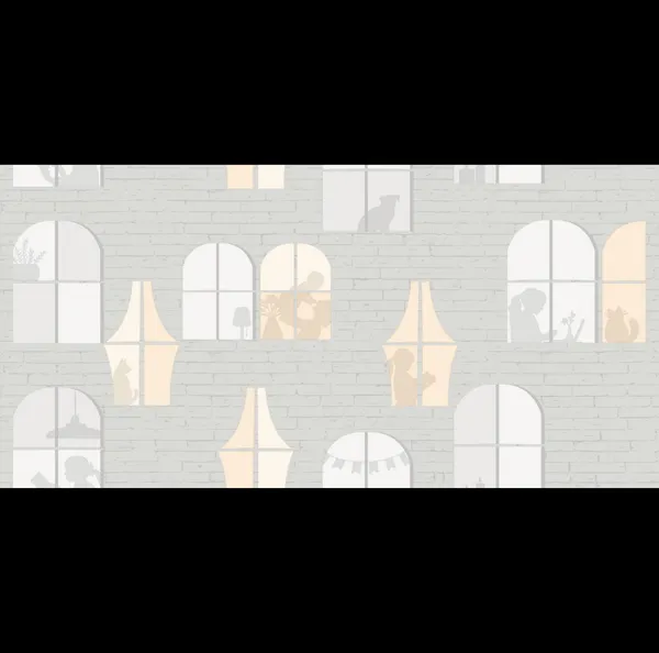 Cozy_Arched_Windows_Silhouette_and_Brick_Wall_Texture_Pastel_Light_Grey_Shine_Window_Kids_Teens_Premium_Wallpaper