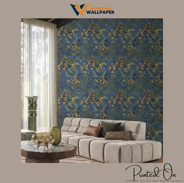 Textured_Botanical_Fern_Wallpaper_In_Royal_Blue_And_Bronze