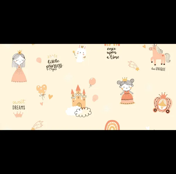 Magical_Fairytale_Castles_and_Princesses_Pastel_Yellow_Pretty_Girl_Kids_Nursery_Premium_Wallpaper