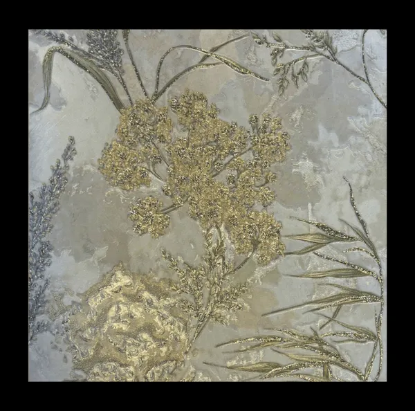 Floral_And_Leaf_Pattern_Wallpaper_In_Beige,_Blue,_And_Yellow_For_A_Vintage,_Elegant,_And_Nature-Inspired_Aesthetic_Wallpaper