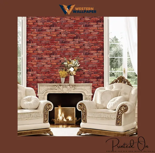 Textured_Rustic_Exposed_Brick_Wallpaper_In_Deep_Crimson_And_Amber