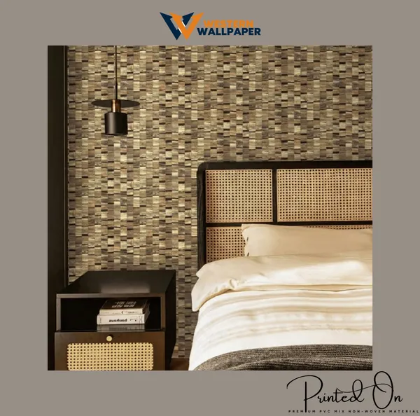 Textured_Geometric_Mosaic_Wallpaper_In_Mahogany_And_Gold