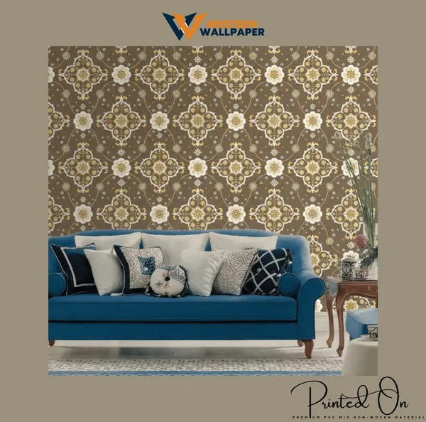 Ornate_Geometric_Medallion_Wallpaper_In_Cocoa_And_Champagne_For_A_Sophisticated_Contemporary_Living_Space