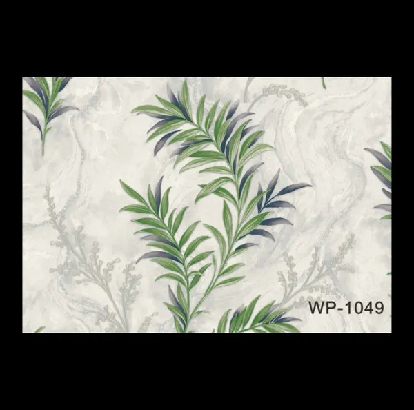 Whimsical_Botanical_Leaf_Wallpaper_In_Bright_Green_And_Lavender_On_A_Marbled_Off-White_Background_For_A_Fresh_And_Airy_Wallpaper.