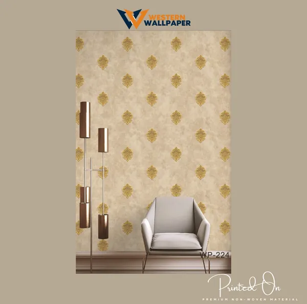 Regal_Medallion_Wallpaper_In_Shimmering_Gold_On_A_Warm_Beige_Background_For_A_Sophisticated_Office_Or_Lounge_Wallpaper.