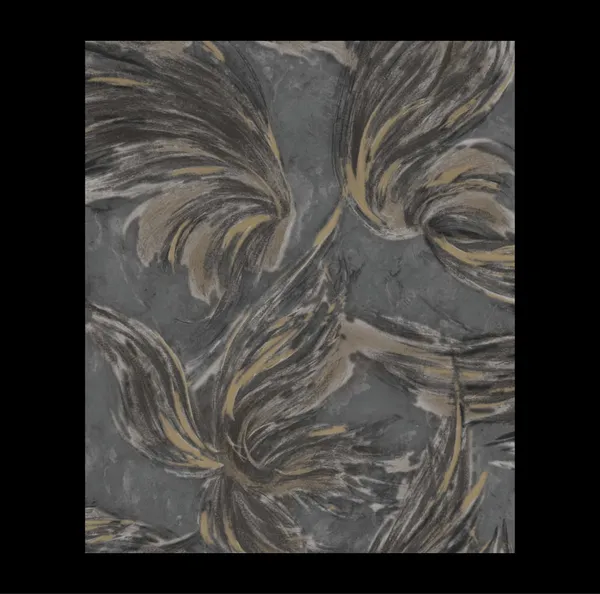 Dramatic_Abstract_Feather_Wallpaper_In_Black,_Grey,_And_Gold_For_A_Bold_And_Artistic_Accent_Wallpaper.