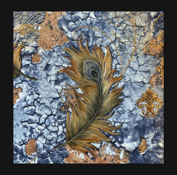 Peacock_Feather_Wallpaper_In_Blue,_Orange,_And_Gold_For_A_Bold,_Artistic,_And_Elegant_Statement_Wall_Wallpaper