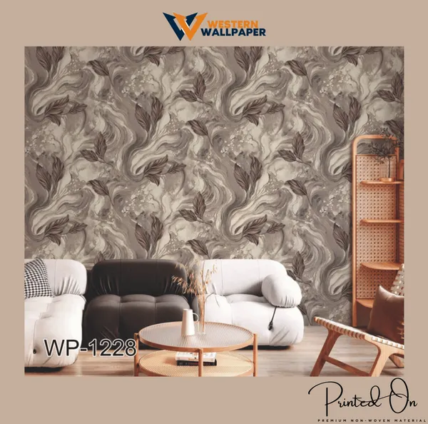 Abstract_Marble_And_Leaf_Pattern_Wallpaper_In_Grey_And_Brown_For_A_Sophisticated_And_Luxurious_Living_Room_Aesthetic_Wallpaper