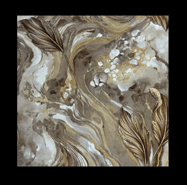 Abstract_Marble_And_Leaf_Pattern_Wallpaper_In_Grey_And_Brown_For_A_Sophisticated_And_Luxurious_Living_Room_Aesthetic_Wallpaper