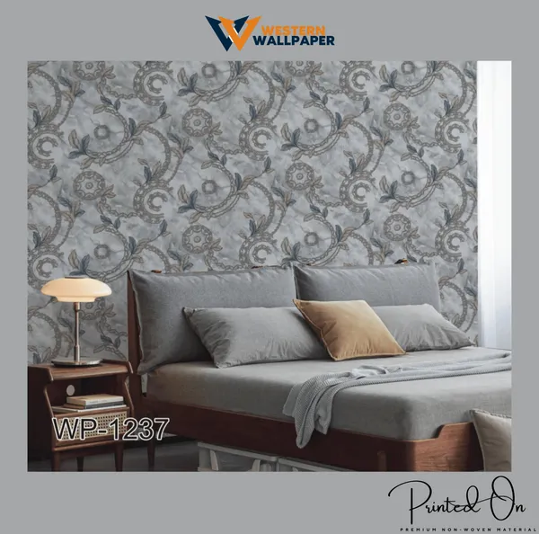 Abstract_Floral_And_Vine_Pattern_Wallpaper_In_Grey_And_Blue_For_A_Soft,_Elegant,_And_Vintage-Inspired_Bedroom_Wallpaper