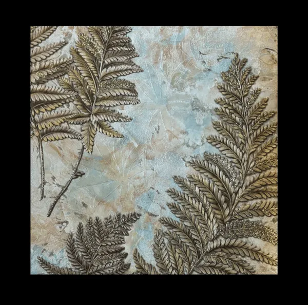 Elegant_Ferns_And_Leaves_Wallpaper_In_Blue_And_Gold_For_A_Vintage,_Nature-Inspired_Dining_Area_Wallpaper