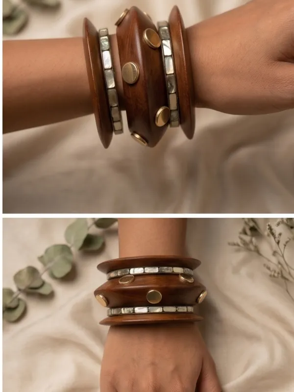 Wooden_Gold_Plated_Bangle_Bracelet_Set_Of_5