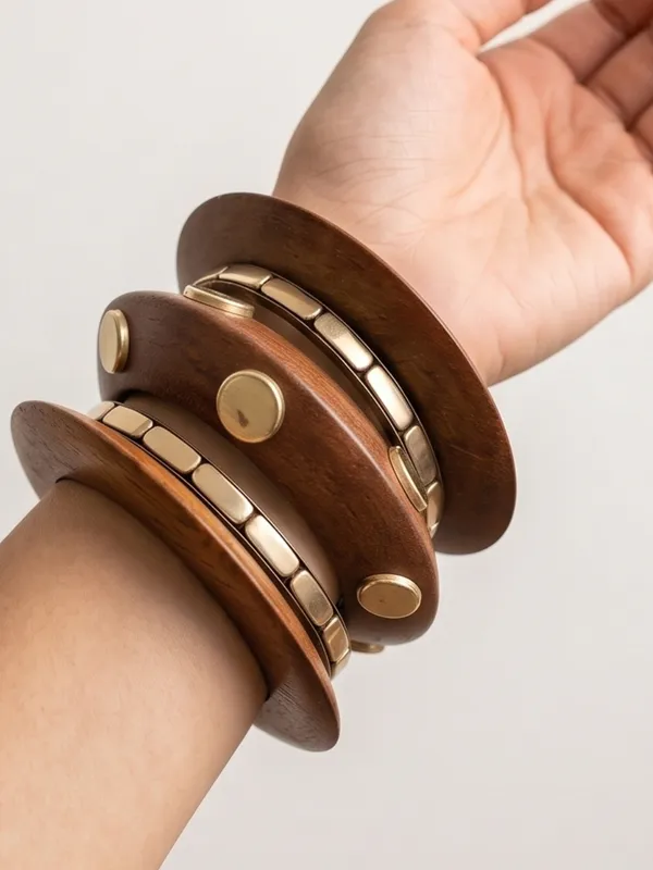 Wooden_Gold_Plated_Bangle_Bracelet_Set_Of_5