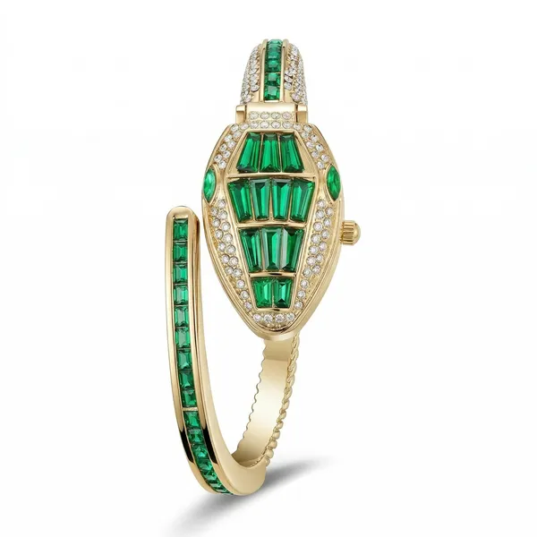 CLEO_Be_Bold_Be_You_Women�s_Serpenti_Crystal_Flap_Gold_Bracelet_Watch__(Luxe_Green)