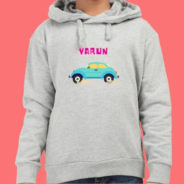 Customized_Hooded_Sweatshirt-Front_Printed-Premium_Hoodie-Car_-_Grey_Melange
