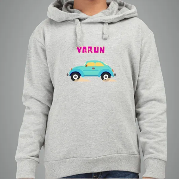 Customized_Hooded_Sweatshirt-Front_Printed-Premium_Hoodie-Car_-_Grey_Melange