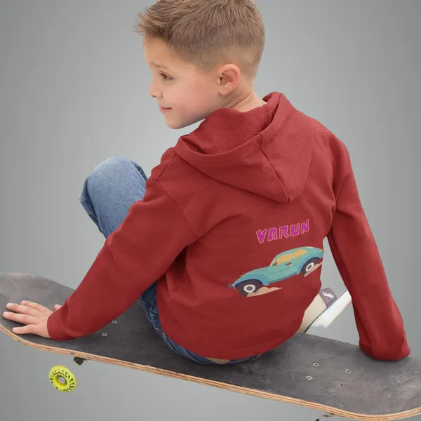 Customized_Hooded_Sweatshirt-_Back_Printed-Premium_Hoodie-Car_-_Red