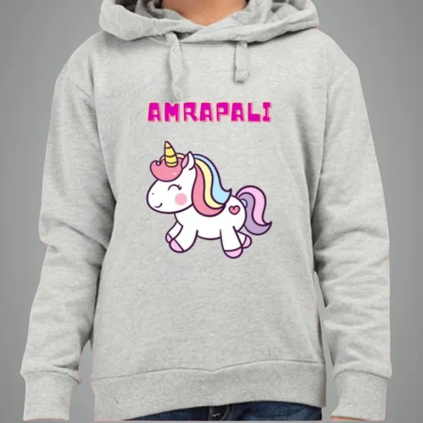 Customized_Hooded_Sweatshirt-Front_Printed-Premium_Hoodie-Unicorn_-_Grey_Melange