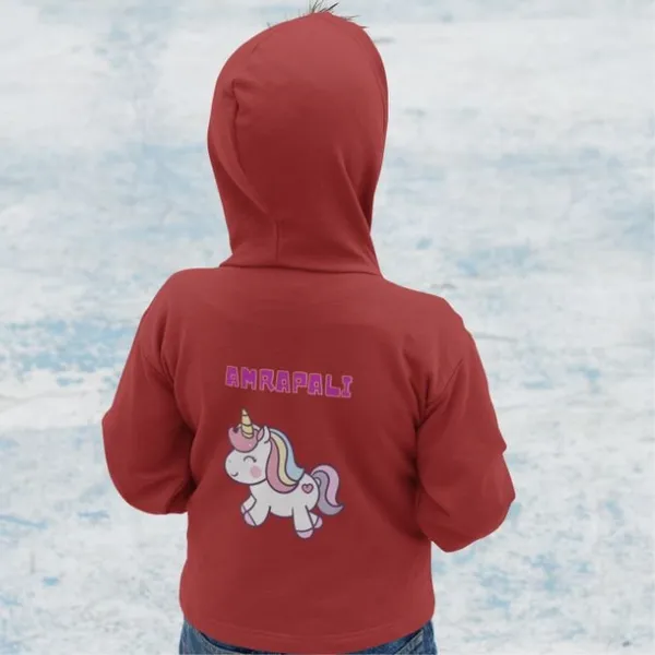 Customized_Hooded_Sweatshirt-Back_Printed-Premium_Hoodie-Unicorn_-_Red
