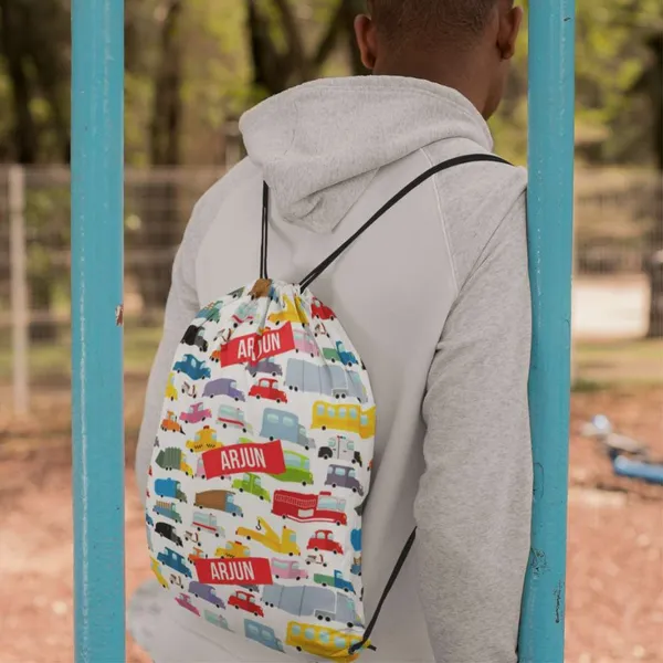 Drawstring_Bag_with_Cars_and_Vehicles_Print_and_Custom_name