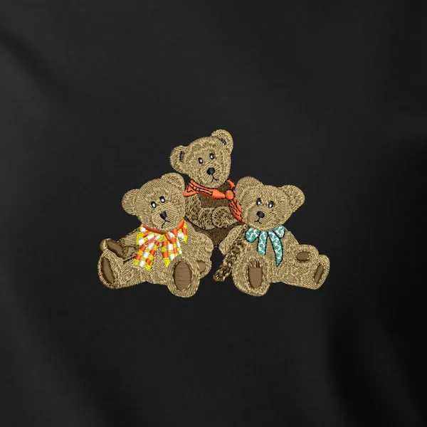 Regular_Womens_Tshirt_with_Embroidery_-Teddy_bear_trio-Black