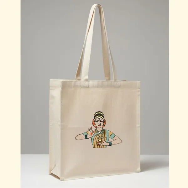 Tote_Bag_-_zippered_with_Embroidery_-Dancer_Bharatnatyam-Natural_Beige