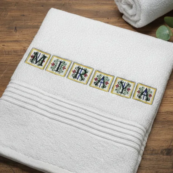 Towel_Art_Embroidery_custom_name_design_Miraya