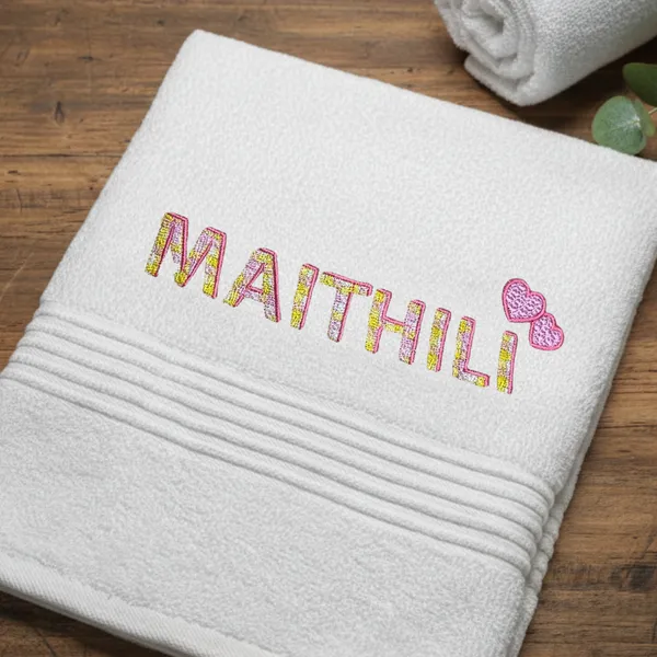 Towel_Unique_lettering_retro_Embroidery_custom_name_design_Maithili