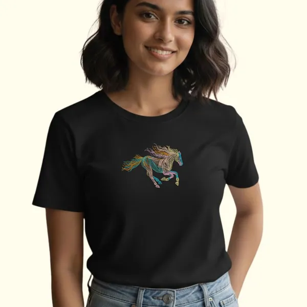 Regular_Womens_Tshirt_with_Embroidery_-Neo_horse_logo-Black