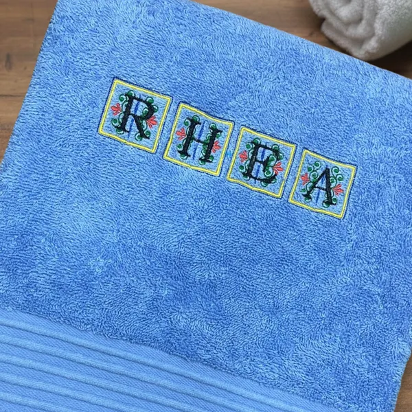 Blue_Towel_Art_Embroidery_Font_Custom_Name