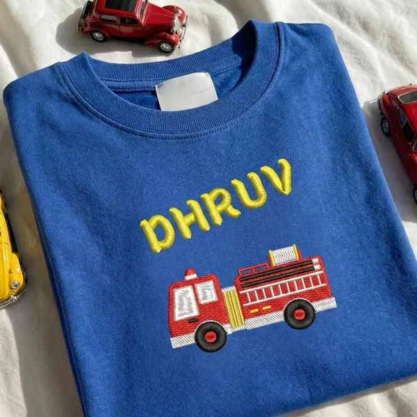 Kids_Embroidered_Tshirt-custom_name_with_Embroidery_-FireTruck-Royal_Blue