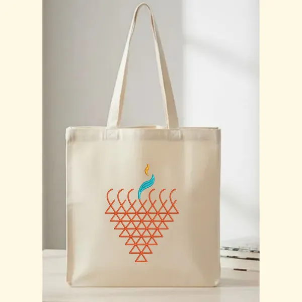 Tote_Bag_-_zippered_with_Embroidery_-Saraswati_Symbol-Natural_Beige