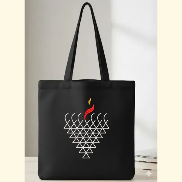 Tote_Bag_-_zippered_with_Embroidery_-Saraswati_Symbol-Black