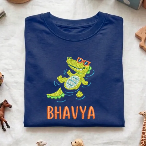Crocodile_Embroidery_with_custom_Name_T-shirt_for_kids
