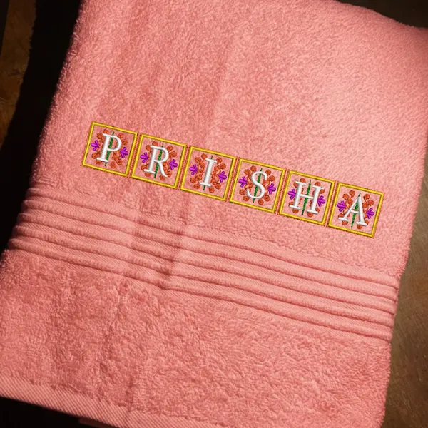 Personalised_Towel_with_Embroidery_-Prisha-Coral_Pink