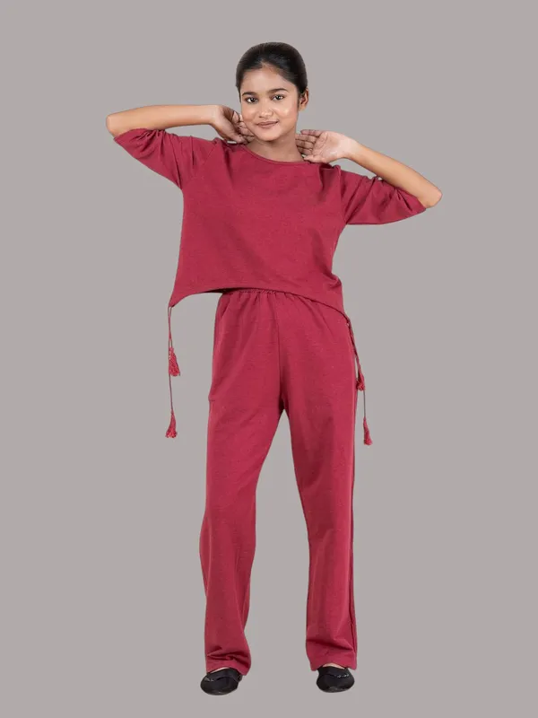 Maroon_Cotton_Premium_&_Elegant_Regular_Fit_Co-Ord_Set_For_Girls