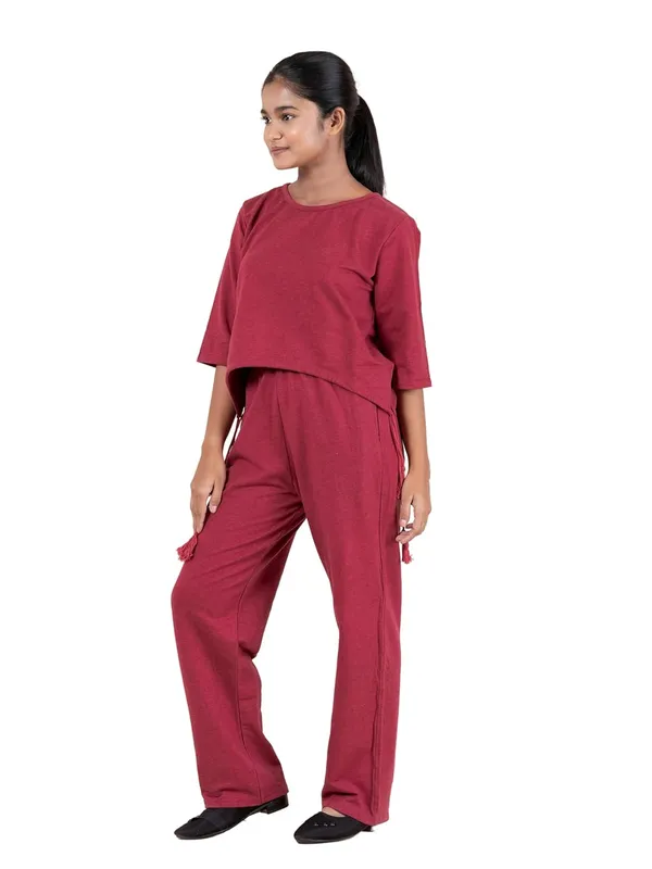 Maroon_Cotton_Premium_&_Elegant_Regular_Fit_Co-Ord_Set_For_Girls