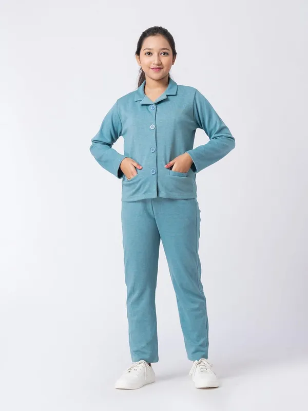 Blue_Cotton,_Poly_&_Spandex_Premium_&_Elegant_Regular_Fit_Co-Ord_Set_For_Girls