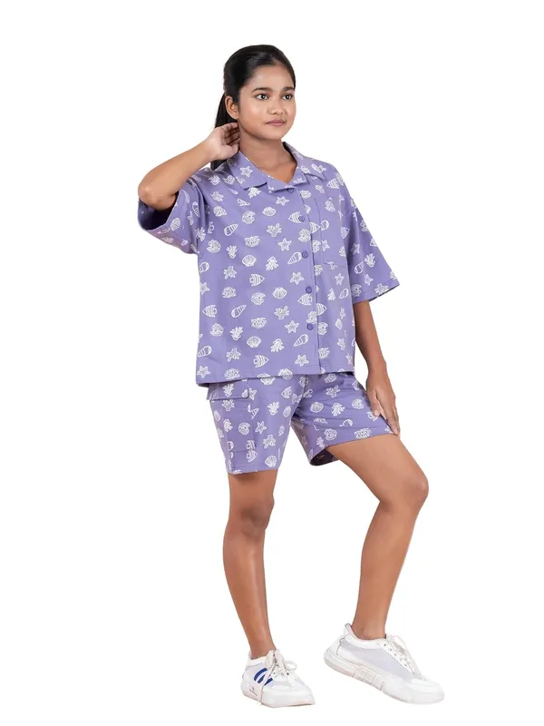 White_&_Purple_Cotton_Premium_&_Elegant_Regular_Fit_Co-Ord_Set_For_Girls