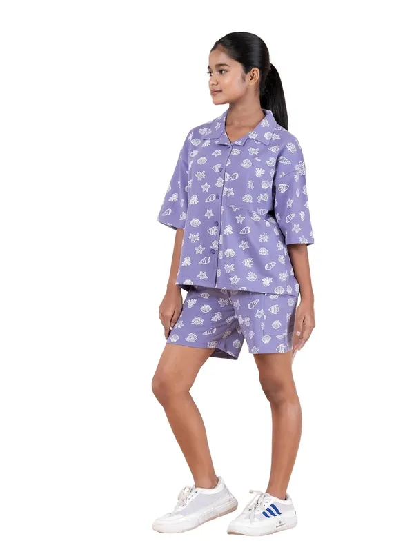 White_&_Purple_Cotton_Premium_&_Elegant_Regular_Fit_Co-Ord_Set_For_Girls