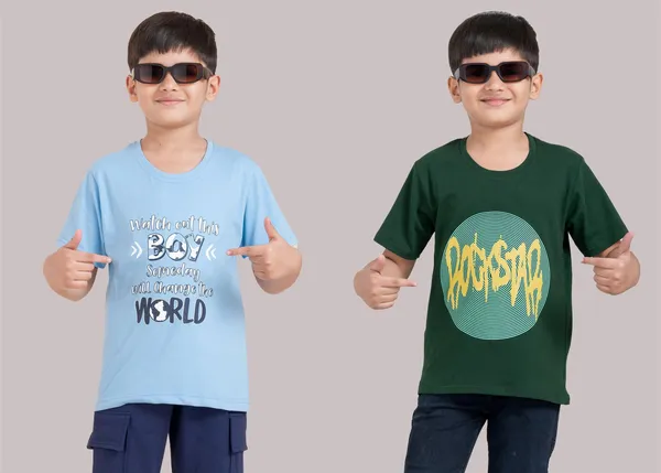 Sky_Blue_&_Dark_Green_Cotton_Premium_&_Elegant_Regular_Fit_T-Shirt_For_Boys_(Pack_Of_2)